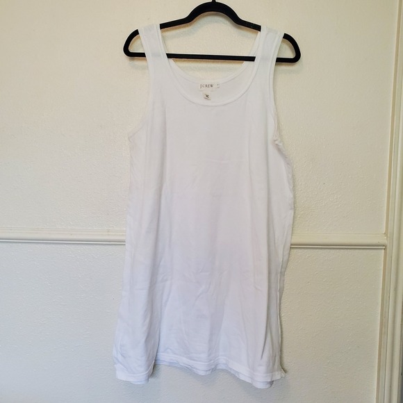 J. Crew Tops - J. Crew Womens White 100% Cotton Scoop Neck Tank Dress Size Large Layering Basic